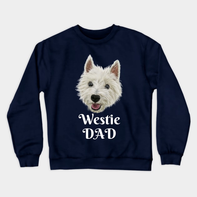 Mens Westie Dad Smiling West Highland Terrier Crewneck Sweatshirt by brodyquixote